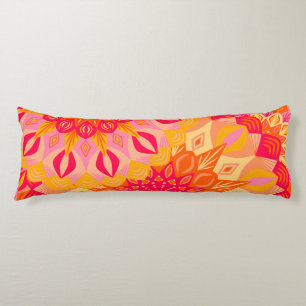 Coussins Longs Mandala superposé orange rose jaune