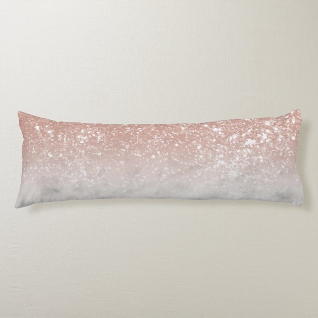 Coussins Longs Marbre blanc Rose Gold Ombre Parties scintillant G (Devant)