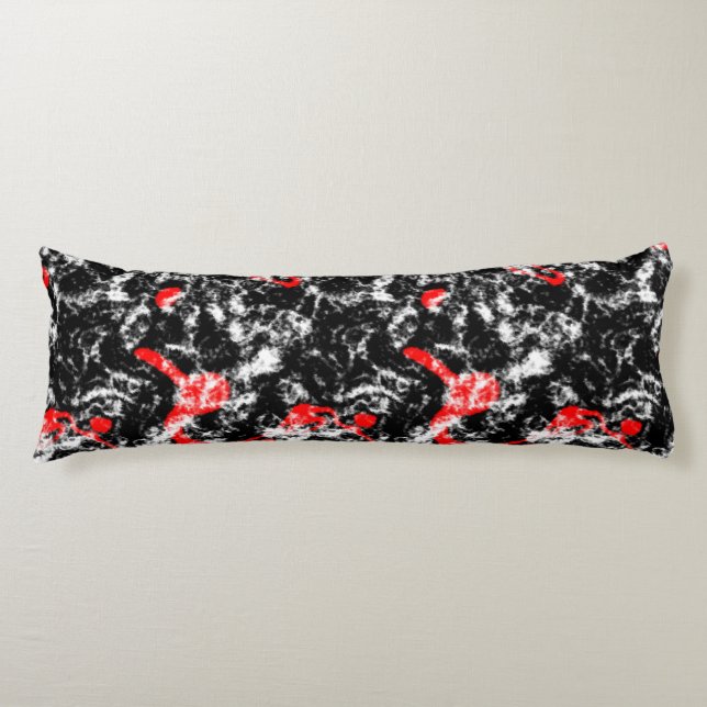 Coussins Longs Marbre rouge, blanc et noir Abstrait (Devant)