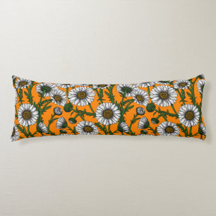 Coussins Longs Marguerites sur orange
