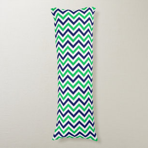 Coussins Longs Marine, Emeraude, Blanc Grand Chevron ZigZag Motif
