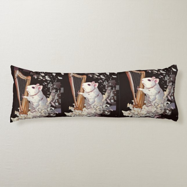 Coussins Longs Melodic White Rat Body Pillow – Elegant Design (Devant)