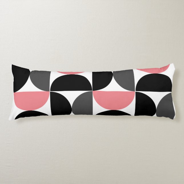 Coussins Longs Mi-siècle moderne rose noir et blanc (Devant)