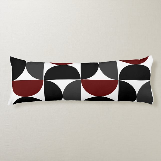 Coussins Longs Mi-siècle moderne rouge noir et gris (Devant)