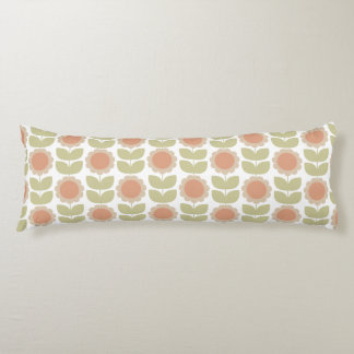 Coussins Longs  Mid-Century Pastel Pink Retro Floral Pattern