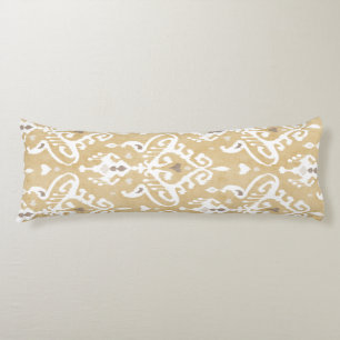 Coussins Longs Mignonne neutre or beige ikat motifs tribaux