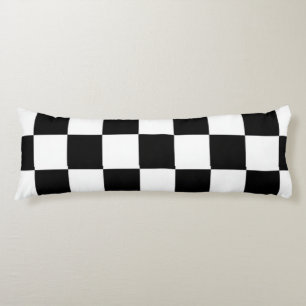 Coussins Longs Minimaliste Rétro à Carreaux – Streetwear Monochro