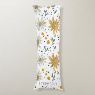 Coussins Longs Modèle floral blanc et jaune
