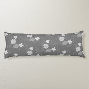 Coussins Longs Modèle floral gris et blanc moderne