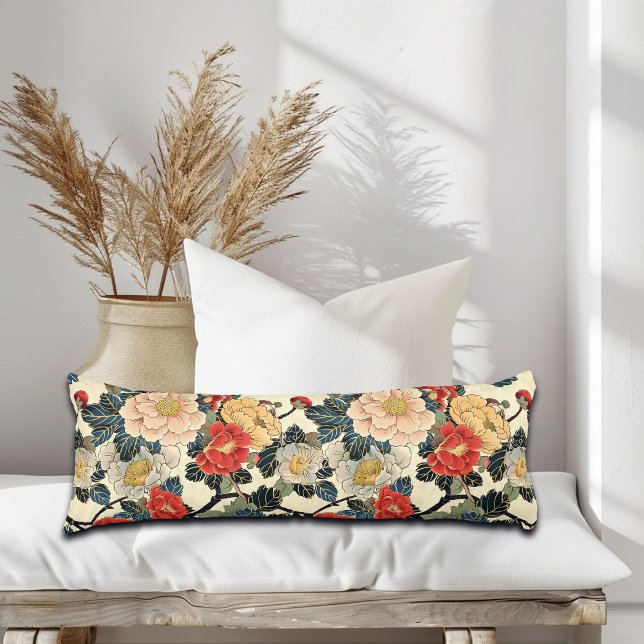 Coussins Longs Modèle floral japonais Ukiyo-E Art (Créateur téléchargé)