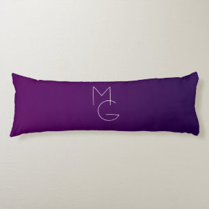 Coussins Longs Moderne 2 Initiales   Ombre subtile violet profond