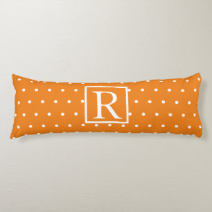 Coussins Longs Monogramme initial orange blanc Pois mou