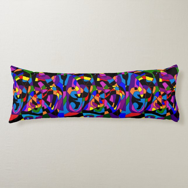 Coussins Longs Mosaïque à motifs de bleu violet rouge noir (Devant)