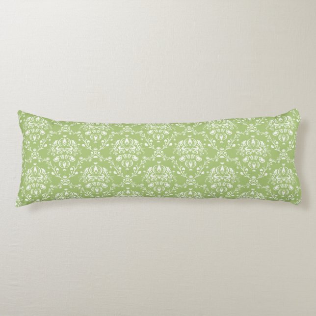 Coussins Longs Moss Green Damask (Devant)