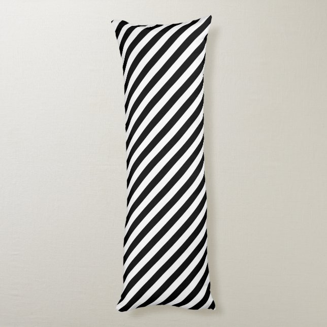 Coussins Longs Motif à bandes étroites noir et blanc (Dos (Vertical))