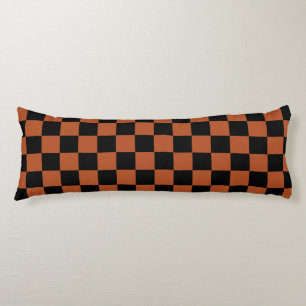 Coussins Longs Motif à carreaux marron noir