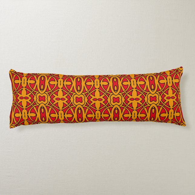 Coussins Longs Motif à main orange et rouge (Dos)