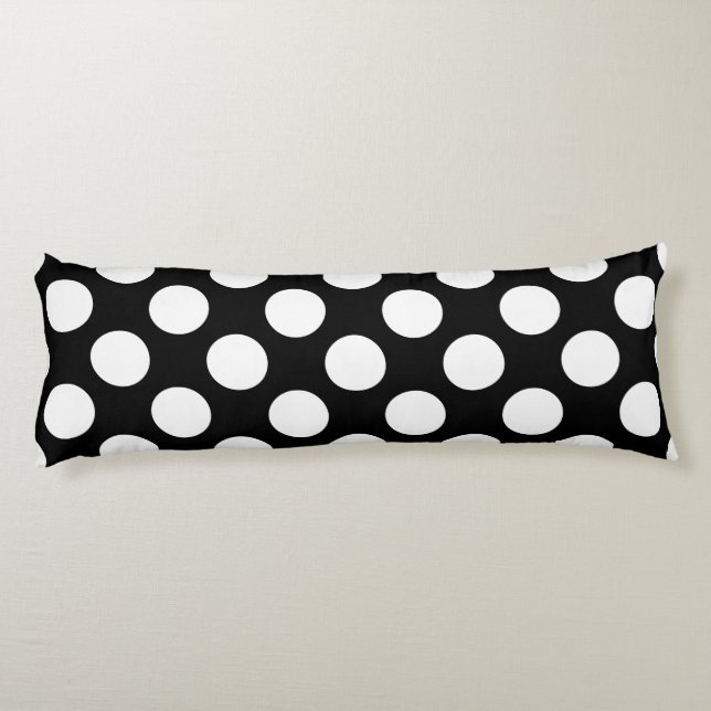 Coussins Longs Motif à points Polka blanc et noir (Dos)