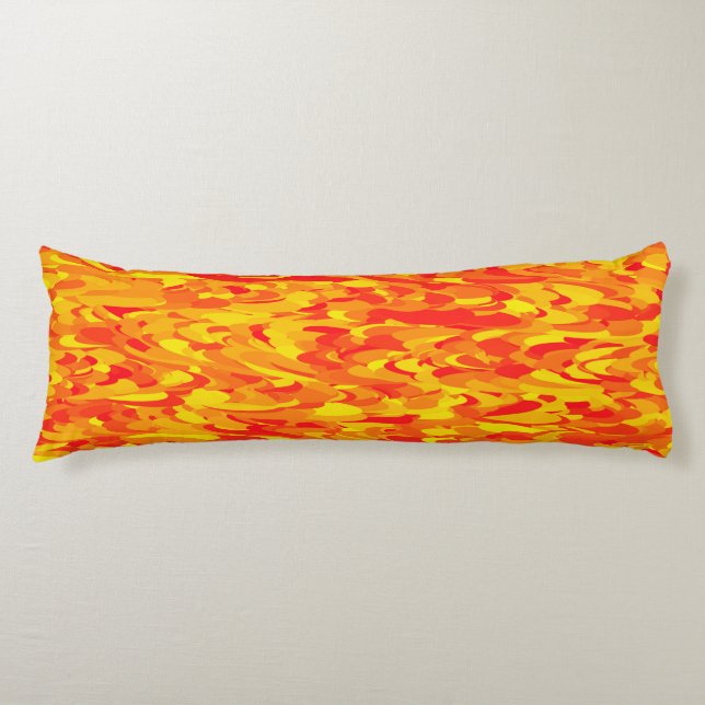 Coussins Longs Motif Abstrait orange rouge jaune (Devant)