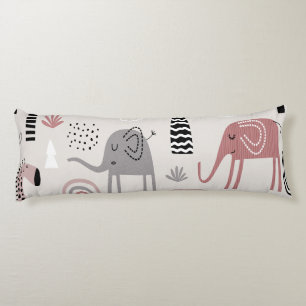 Coussins Longs motif avec de mignons éléphants et girafes géant