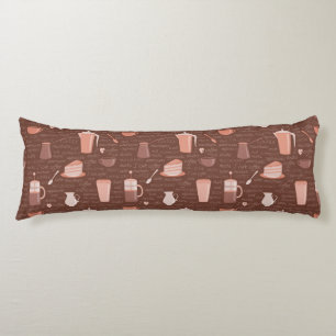 Coussins Longs Motif avec les éléments relatifs de café