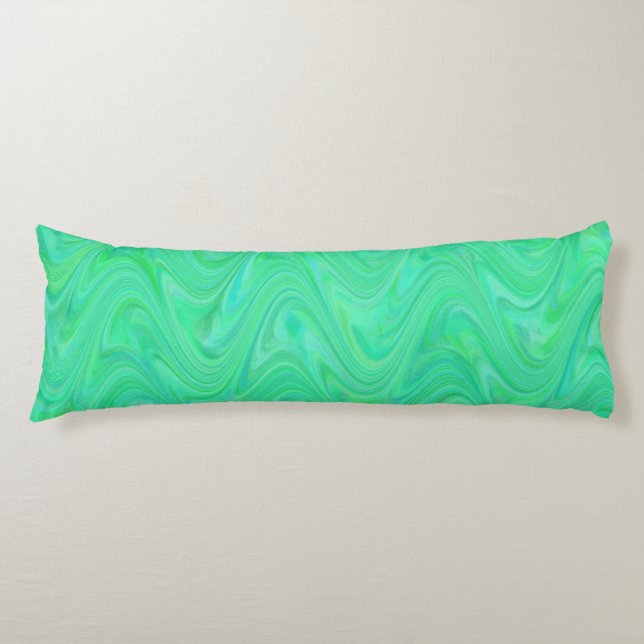 Coussins Longs Motif bleu marbling Green (Devant)