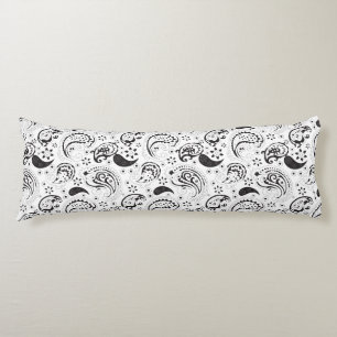 Coussins Longs Motif cachemire noir et blanc – Art textile élégan