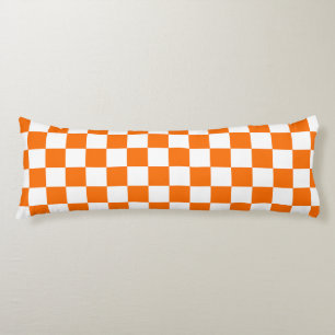 Coussins Longs Motif chèque À damiers blanc orange