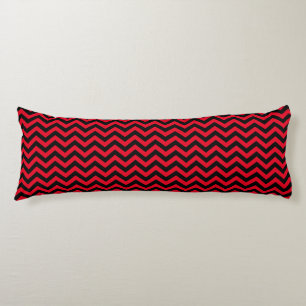 Coussins Longs Motif Chevron rouge et noir