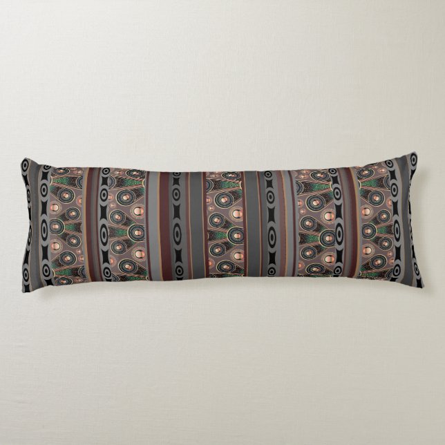 Coussins Longs Motif contemporain Brown, Gris, Tan (Dos)