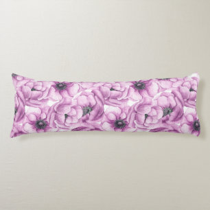 Coussins Longs Motif d'aquarelle des fleurs d'anémone