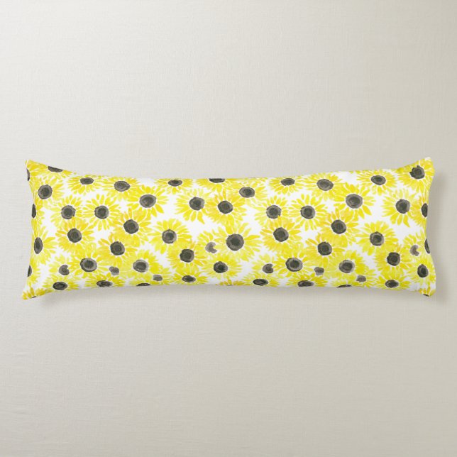 Coussins Longs Motif d'aquarelle des tournesols (Devant)