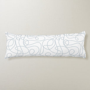 Coussins Longs Motif d'art Doodline Dusty Blue sur blanc