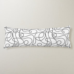 Coussins Longs Motif d'art Doodline   Graphite en blanc
