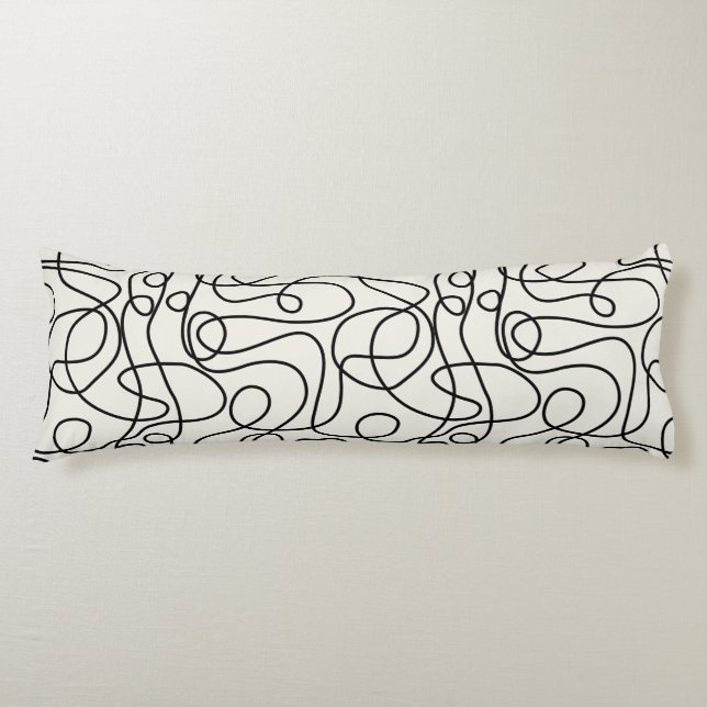 Coussins Longs Motif d'art Doodline | Noir sur crème (Devant)