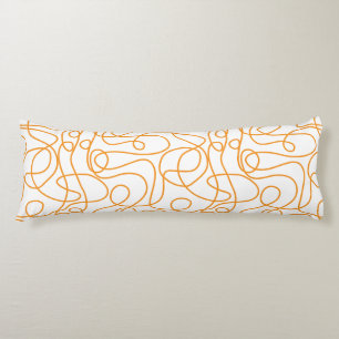 Coussins Longs Motif d'art Doodline   Orange en blanc
