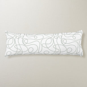 Coussins Longs Motif d'art Doodline Vert gris clair sur blanc