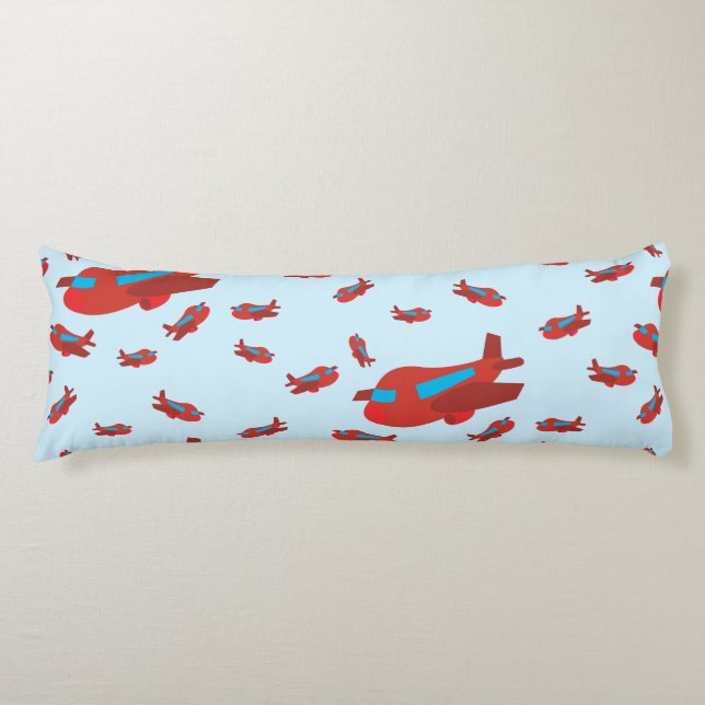 Coussins Longs Motif d'avion rouge et bleu (Devant)