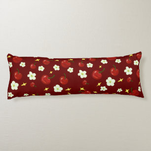 Coussins Longs Motif de cerisier rouge foncé