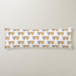 Coussins Longs Motif de chatons mignons orange et gris