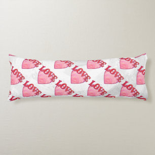 Coussins Longs Motif de coeur d'amour rose