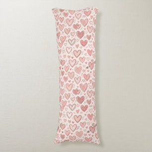 Coussins Longs Motif de cœur dessiné à la main