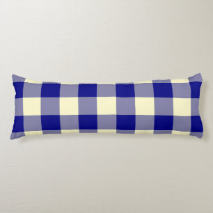 Coussins Longs Motif de contrôle de plaid bleu jaune