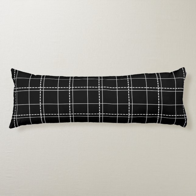 Coussins Longs Motif de contrôle géométrique noir et blanc (Devant)