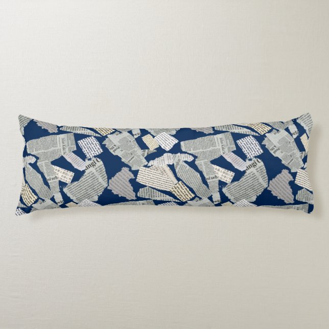 Coussins Longs Motif de coupure de journal 01x4.b DBlue (Devant)