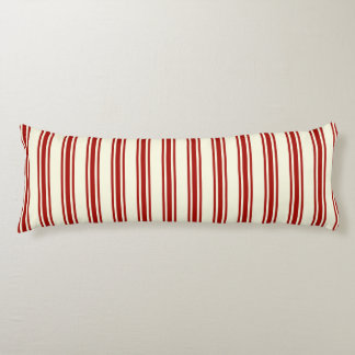 Coussins Longs Motif de coutil rouge foncé et crème de rayures