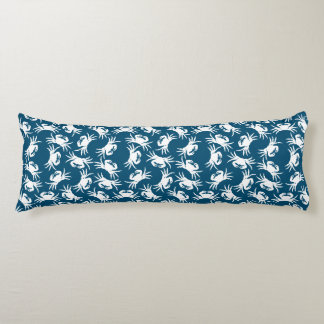 Coussins Longs Motif de crabe sans couture blanc et bleu