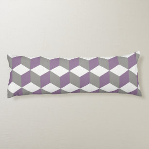 Coussins Longs Motif de cube isométrique violet et gris Crocus