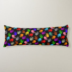 Coussins Longs Motif de design empreinte de main colorée noire 
