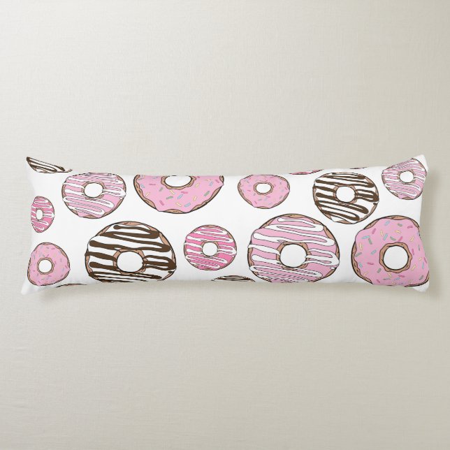 Coussins Longs Motif De Donuts, Donuts Roses, Donuts Blancs (Devant)